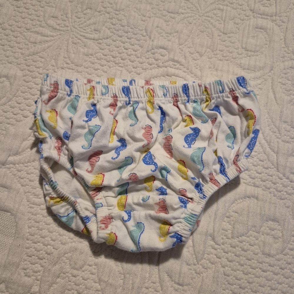 Baby Boden girls 18-24 months white with multi color seahorse design VGUC